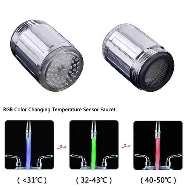LED-lys munnstykke kran vann vask servant probe temperatur Ae