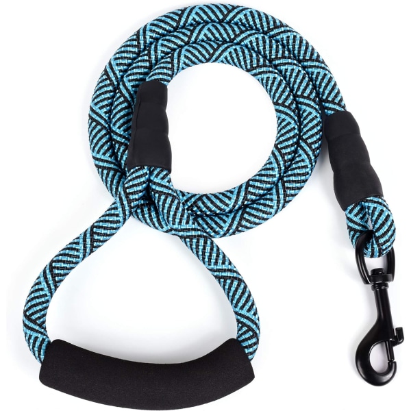 Nylon hundklätterkoppel med mjukt handtag - 1,5 m - Svart Turkos