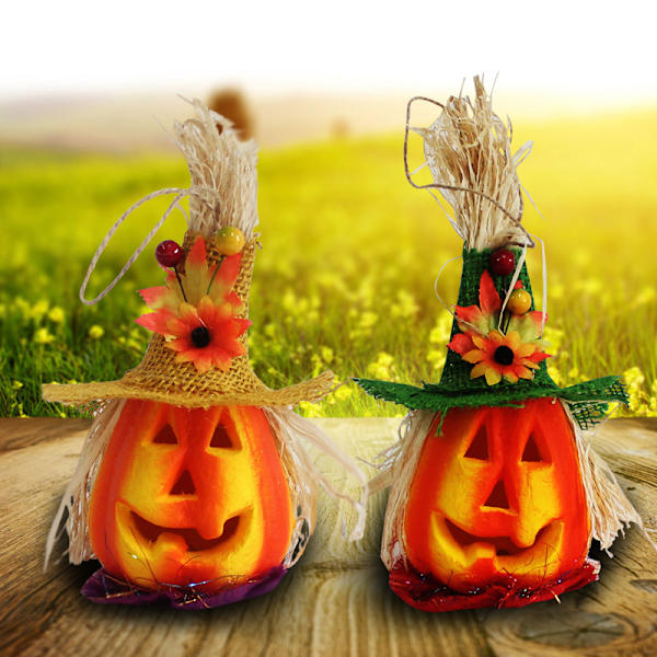 Sæt med 2 Halloween dekorative glitter skum Jack Pumpkin Lanterns,
