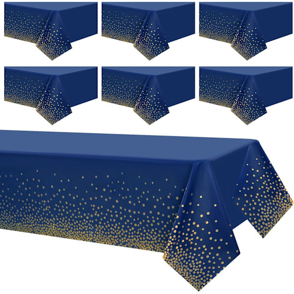 6-pack prickig blå och guld prickig bordsduk 54\" x 108\"