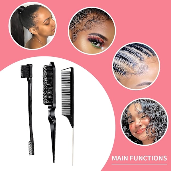 3-osainen hiusharjasarja Provocative Hairbrush Mouse Tail Comb Edge