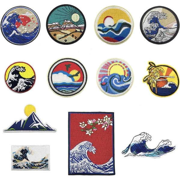 Iron-on Patch, 12 PCS Wave The Sunset Patch Sticker Iron-on Patch