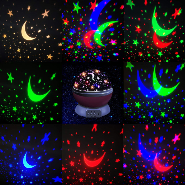 Barns nattljus Stjärnprojektion 360° rotationslampaprojekt