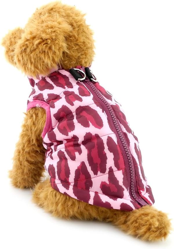 Vinter Quilted Jakke for Liten Hund Valp Katt Klær Leopard Chi