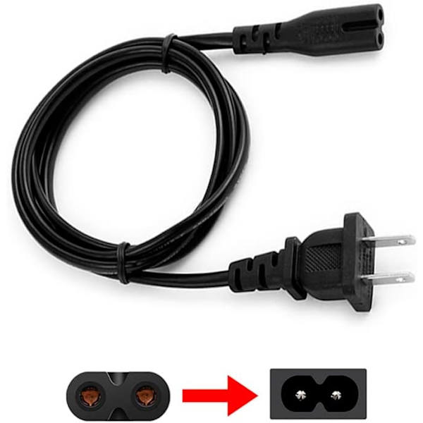 AC 2-polig C8-strömkabel 5ft Standard 250V för TV PS4 PS5 Högtalare
