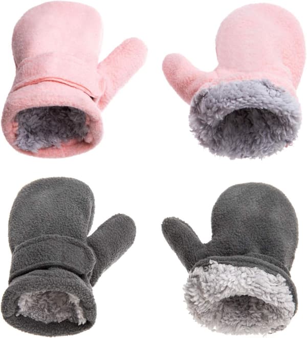 M (1-2 år) 13x6cm Baby vinterluffer, fleeceforet