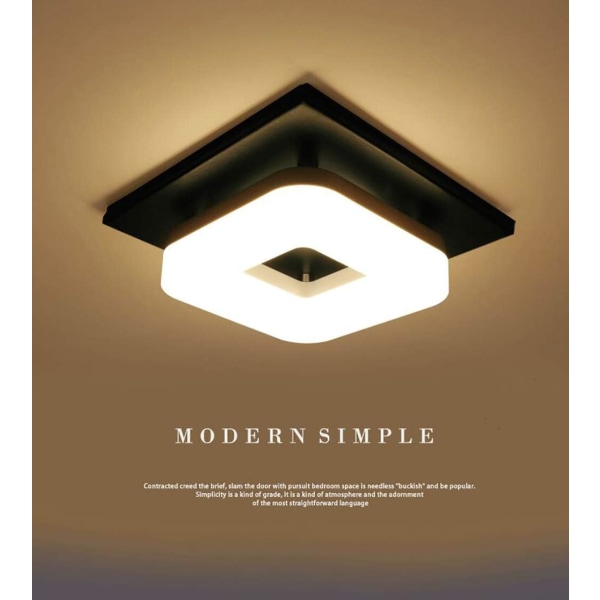 12W LED-taklampe, enkel installasjon moderne svart firkantet overflate Mo
