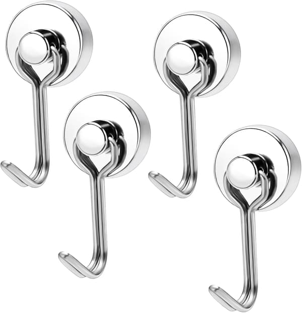 Magnetiska krokar, set med 4 silver magnetiska krokar, extra starka magnetiska krokar