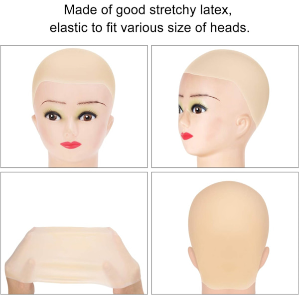 Skaldet hætter Latex skaldet hætte til voksne makeup skaldet paryk hætte kostume tilbehør 4stk
