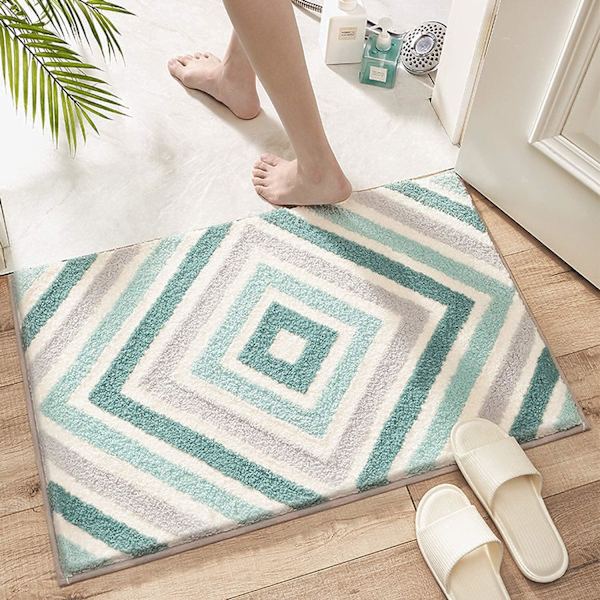 Skridsikker bademåtte, bademåtte, superabsorberende, blød, maskinvaskbar, badeværelsesmåtte til badeværelse, toilet, køkken (mint, 50 x 80 cm)