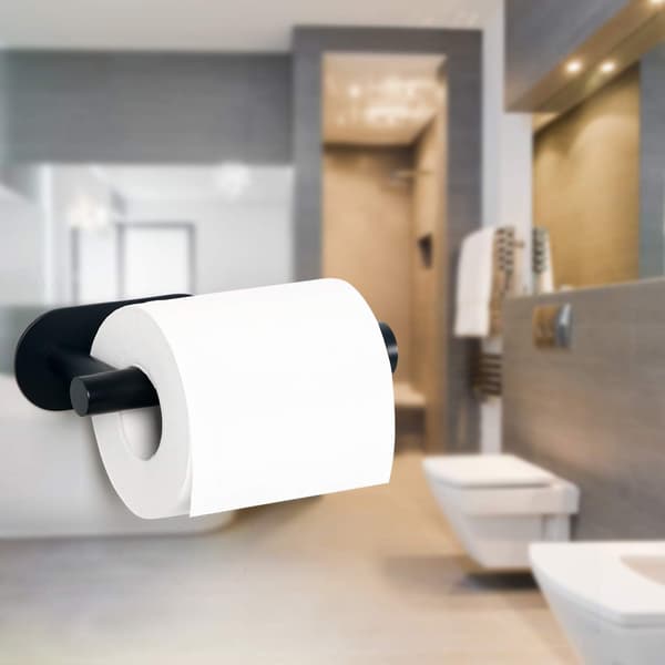 Selvklæbende toiletrulleholder til badeværelset, matsort