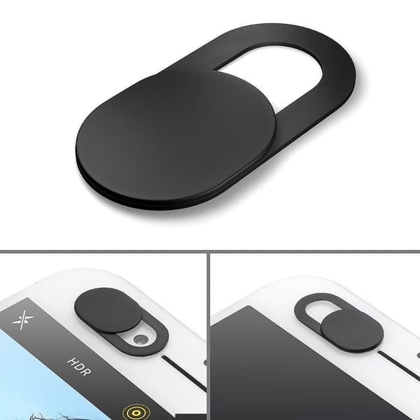 Bærbar størrelse, webcam cover shutter magnet slider (sort)