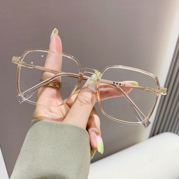 Anti-blått ljus läsglasögon fyrkantiga glasögon brun styrka 100