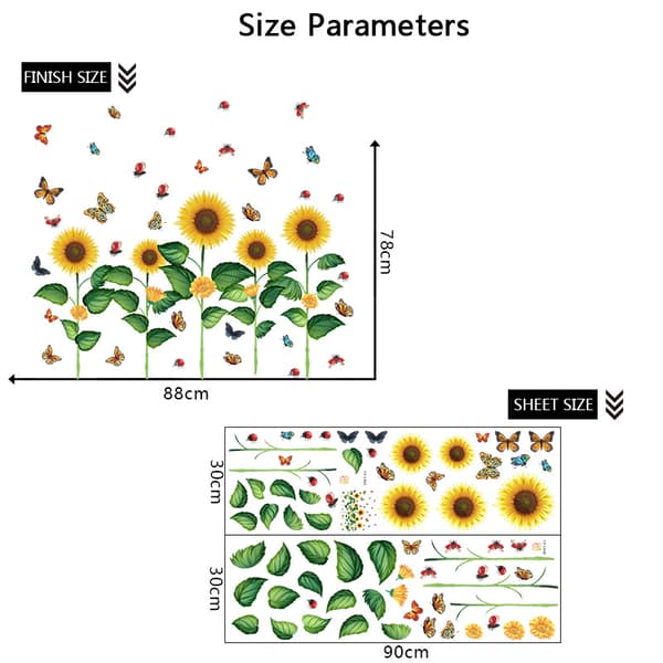 Solrosar Väggdekaler Trädgård Blommor Väggdekal Väggdekor Ki