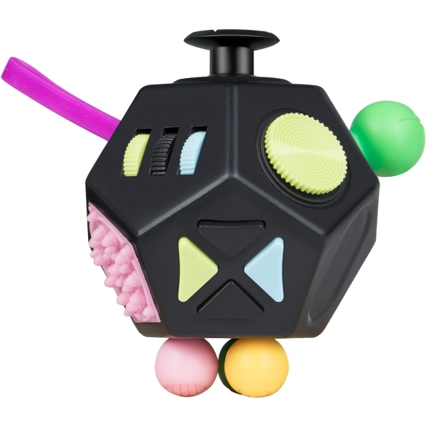 12-sidig Fidget Cube Toy, Stress Relief Cube med sensoriska fingrar