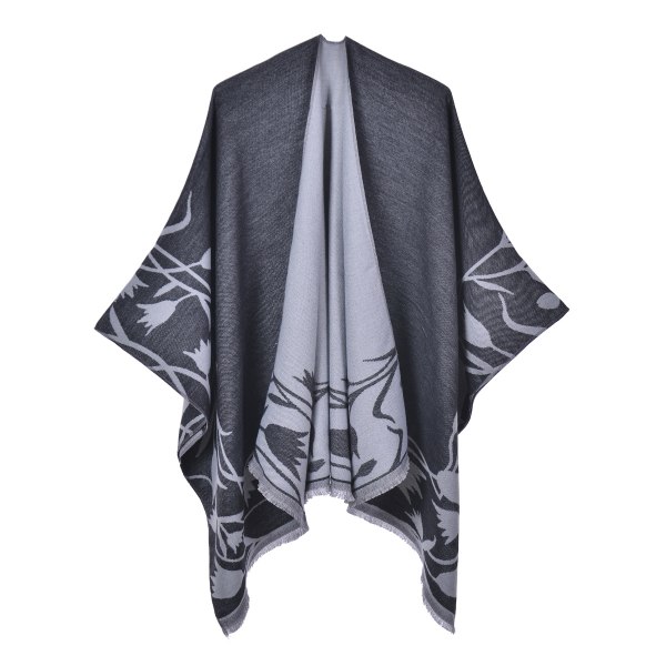 Blå Kvinders Reversible Split Shawl Tørklæde Elegant Mode Fire Se