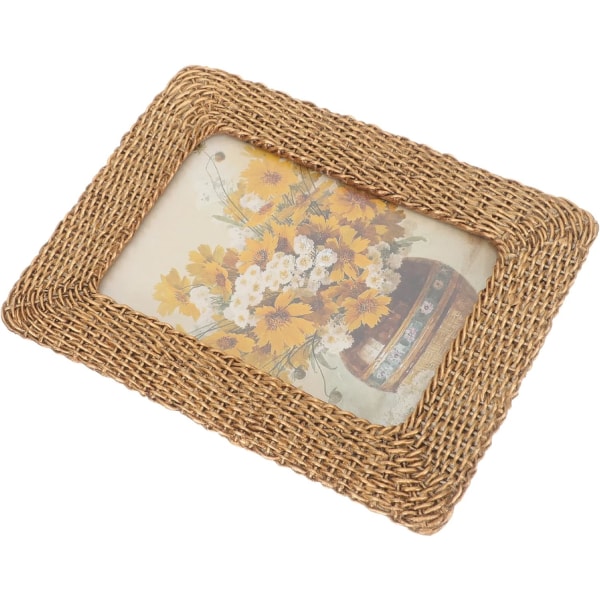 1 stk. Flettet fotoramme Rattan fotoramme Kunstharpiks fotorammer Retr