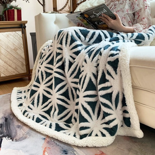 King Size Fleece Teppe Multipurpose Throw Sofa Teppe for Fluffy Soft Extra Large Throw Seng (Navy, 130*160)
