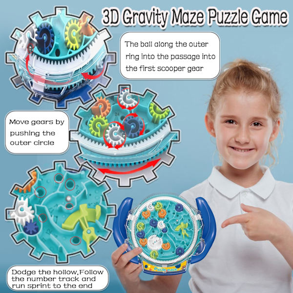 3D Gravity Maze-spill, hjernetrimspill for barn, leketøy for alle aldre