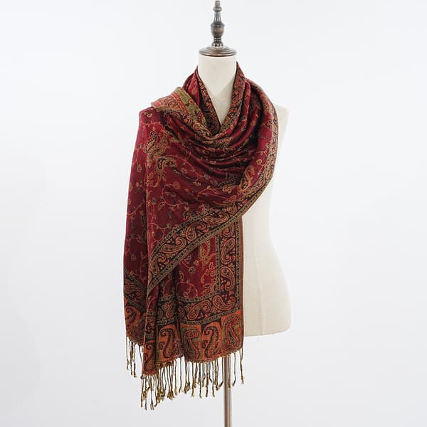 Rød 1 efterår og vinter boheme retro jacquard etnisk stil stor