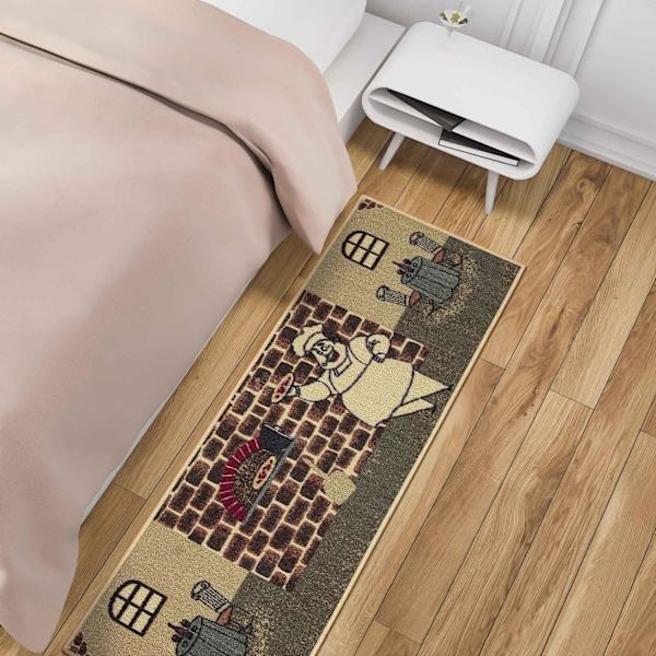 40 x 120 cm Beige keittiön kumipintainen kokkimatokuvio
