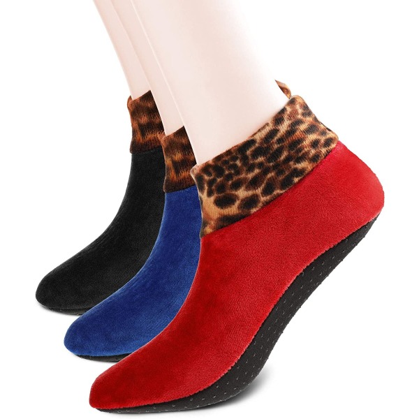 Indendørs skridsikre termiske sokker Leopard gulv Fuzzy Slipper Sock fo
