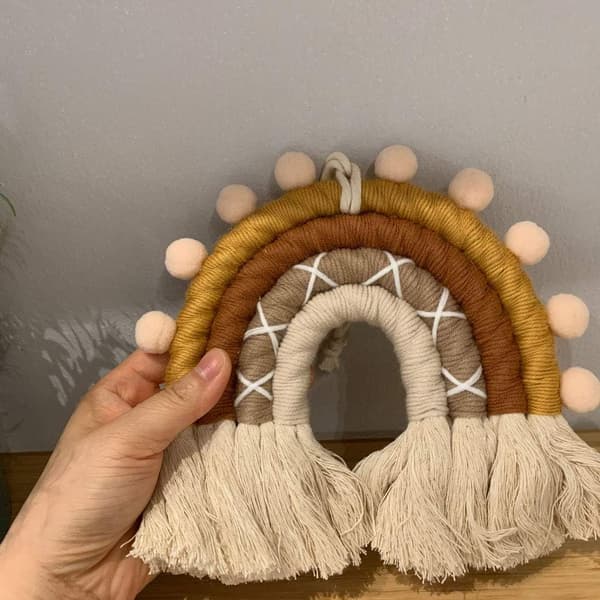 Barnrums väggbonad, makramé väggdekoration - regnbåge, Po
