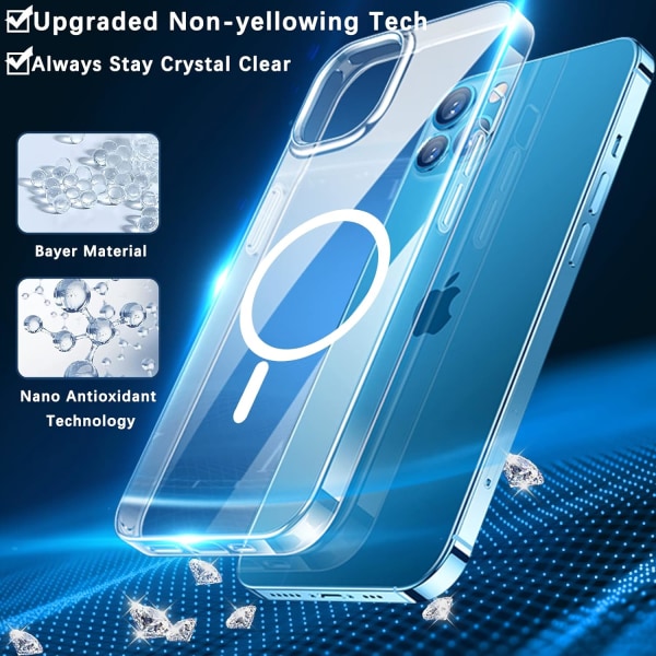 Vahva magneetti iPhone 14 Plus case kirkas [Crystal Clear Not
