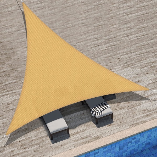 Vanntett skyggeseil UV-strålebeskyttelse, motstandsdyktig og pustende for hageterrasse Balkong Beige Sand Trekantet 2x2x2m