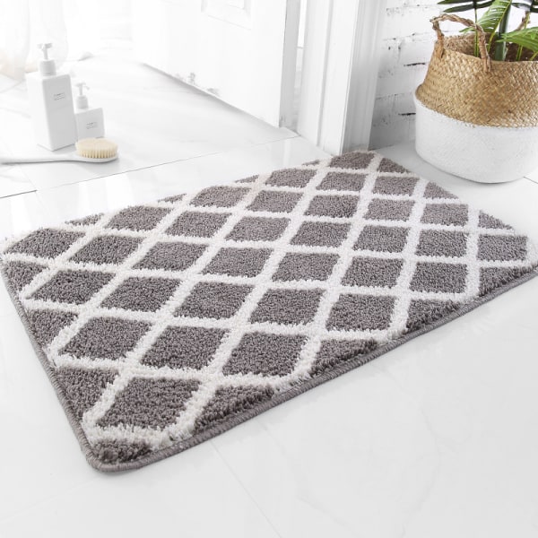 Extra Soft Non-Slip Water Absorbent Microfiber Bath Mat Machine Washable Thick Plush Shower Mat (Grey, 50x80cm)