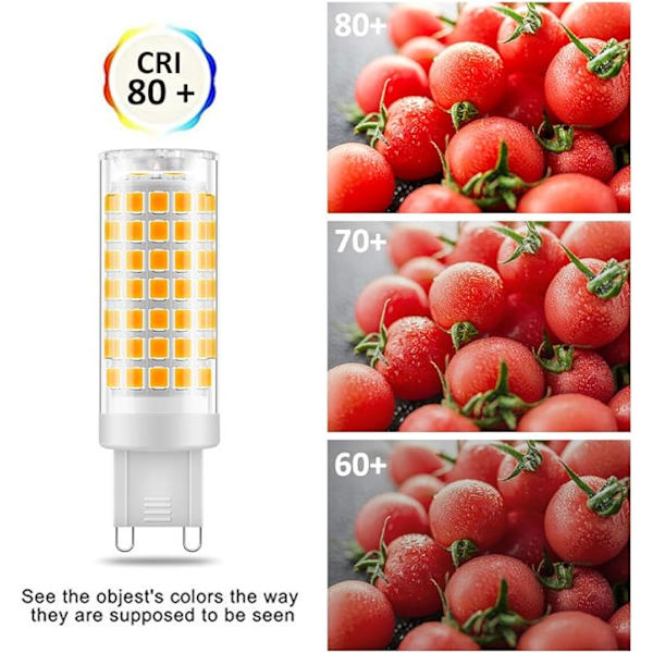 G9 LED-pære, ingen flimmer 7W LED-lamper varm hvid 3000K, Ener