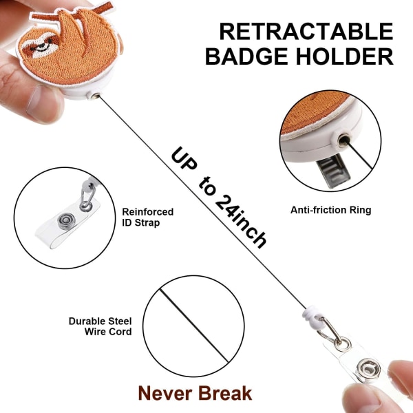 3 stk. Dovendyr Badge Reel Sød Filt Badge Reel Holder Tilbagekaldelig