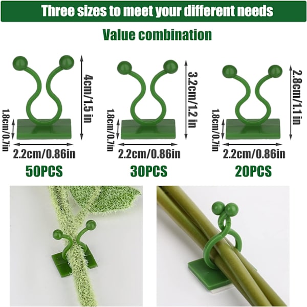 100 stk. planteclips, usynlige planteclips selvklæbende planteclips