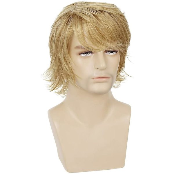 Lys blond kort myk lagdelt blond parykk