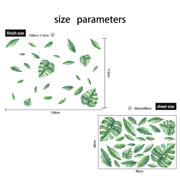 Tropiske plante vegg klistremerker dekorative klistremerker grønne blader vegg