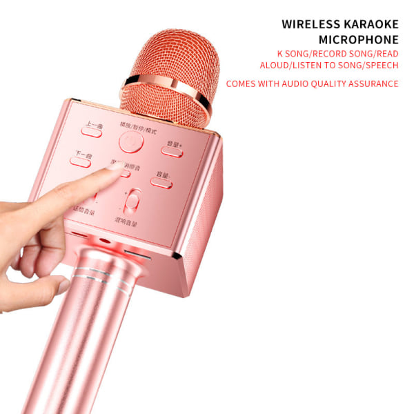 Trådlös Bluetooth Karaoke Mikrofon, 3 i 1 Bärbar Handhållen Ka