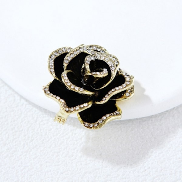 Mode Rhinestone Camellia Blomma Emalj Brosch Kvinnliga Lapel