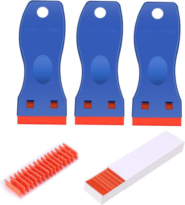 3-pakning plastskraper for barbering + 100 stk. utskiftbare barberblader