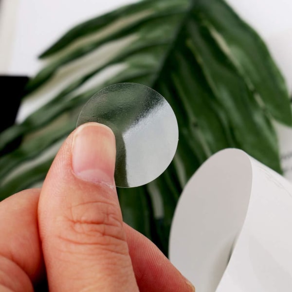 1000 stk. gjennomsiktige forseglinger for detaljhandelsemballasje, 25 mm selvklebende gjennomsiktige