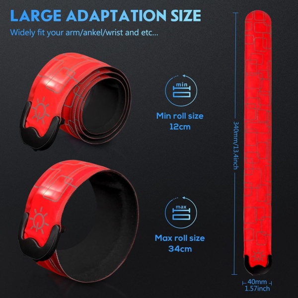 Røde genopladelige LED-løbearmbånd (2-pak), Reflekterende Runnin