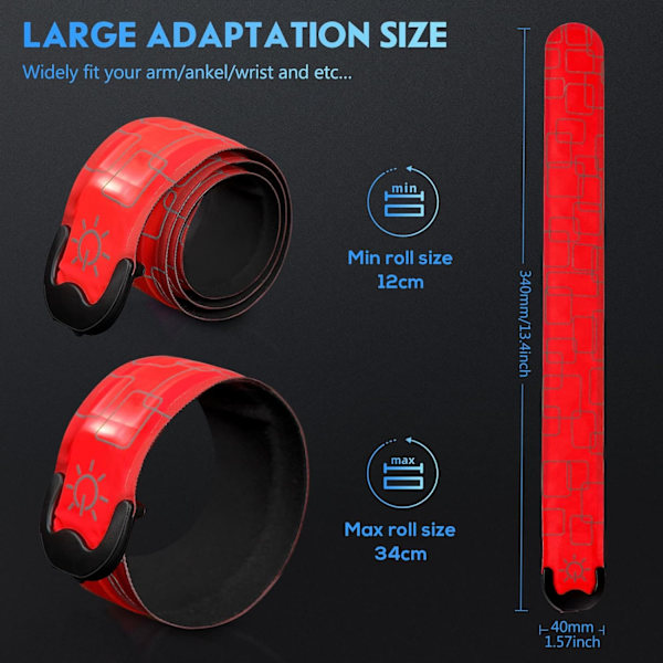 Røde oppladbare LED-løpearmbånd (2-pakning), reflekterende Runnin