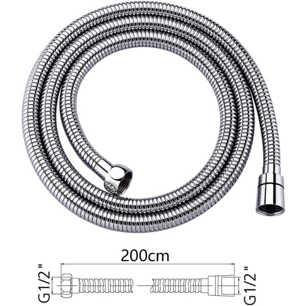 G851-20 Anti-Twist Tub Hose, Shower Hose 2.0 M, Steel, Silver