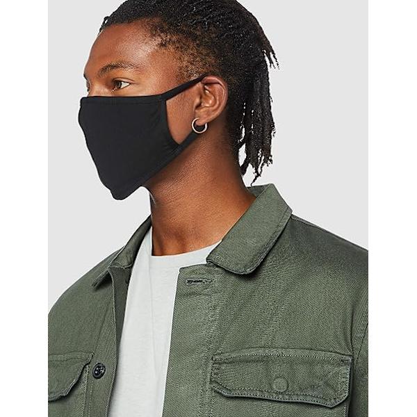 Återanvändbara masker, 100 % bomullsblandning för vuxna, svart, one size