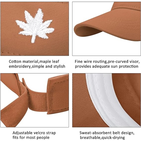 Kvindernes Solhat-Unisex Visor Cap, Ahornblad Broderet Justerbar