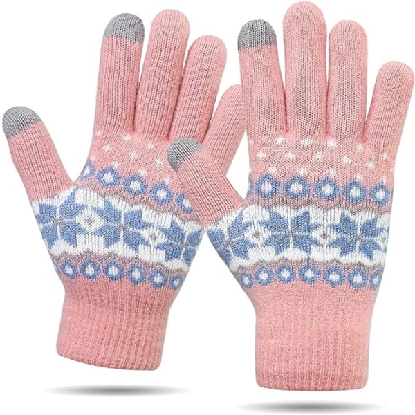 Vinter Touchscreen Handsker Varme Bløde Foring Elastiske Manchetter til Kvinder (Pink)