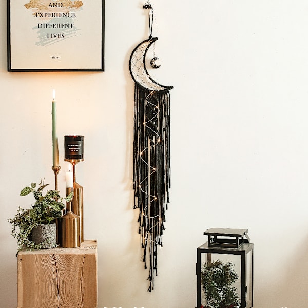 Bohemian Chic Macrame Seinävaate Mandala Kuu Uni