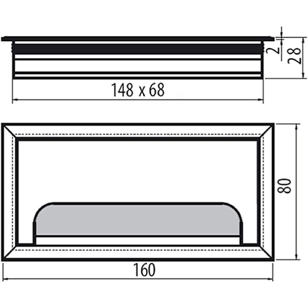 80x 160mm firkantet kabeldæksel til skrivebordsmonterede møbler Kabel Org