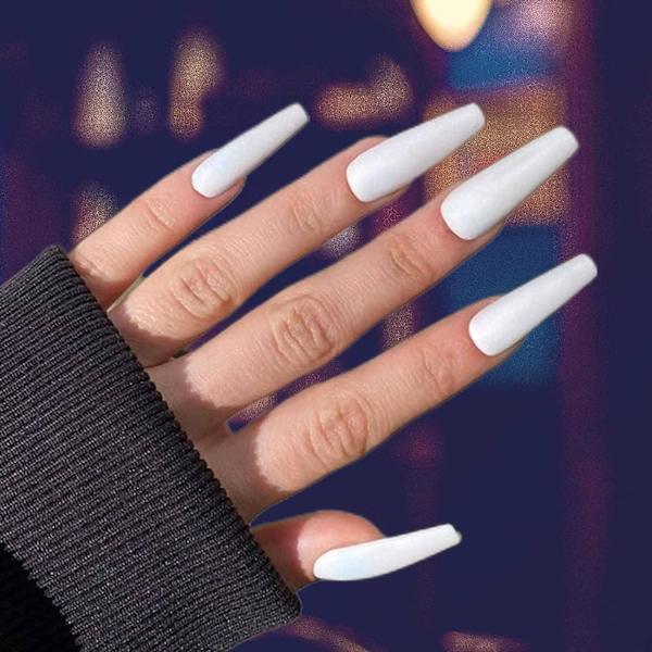 24 stk Matte Ballerina Trykk på Falske Negler  Ren Svart Punk Rock Negl