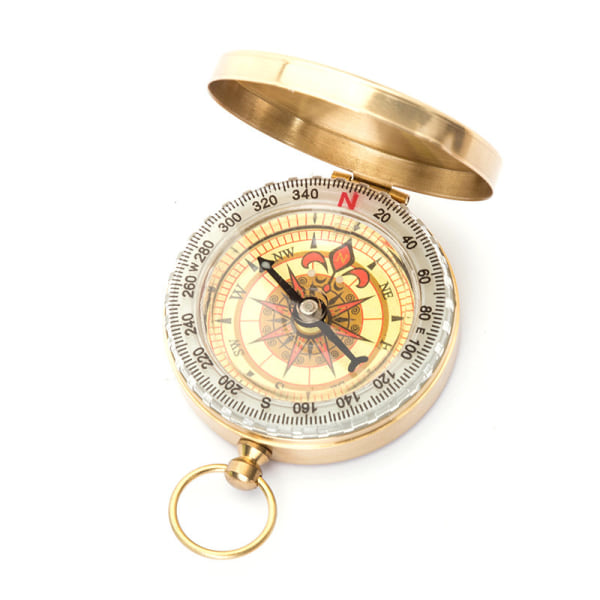 G50F Gold Flip Mässingskompass, Ljusande Premium Pocket Watch Compa