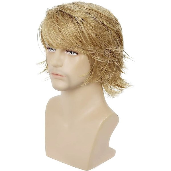 Lys blond kort myk lagdelt blond parykk